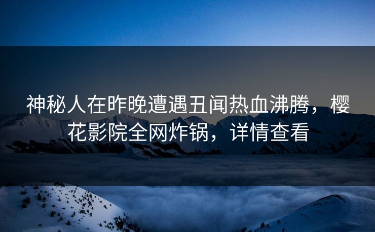 神秘人在昨晚遭遇丑闻热血沸腾，樱花影院全网炸锅，详情查看
