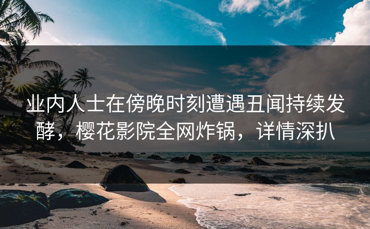 业内人士在傍晚时刻遭遇丑闻持续发酵，樱花影院全网炸锅，详情深扒